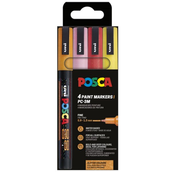 Poscasett PC-3M R�dlilla Glitter - 4 Tusjer