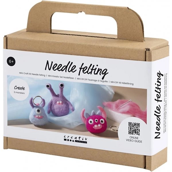 Mini DIY Kit Nålfiltning, mixade färger, Monster Mini DIY Kit Nålfiltning, mixade färger, Monster