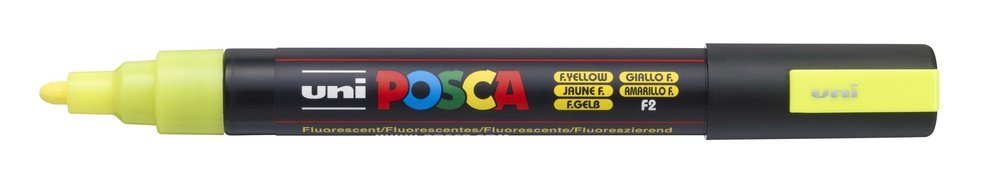 Uni Posca Marker PC-5M - Fluo Yellow (724) - Posca-penne, Markers, Penne, Penne, kridt & tusch