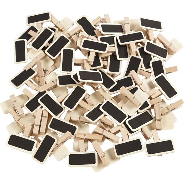 Tavle med klips - 4 x 2 cm - 100 stk Tavle med klips - 4 x 2 cm - 100 stk