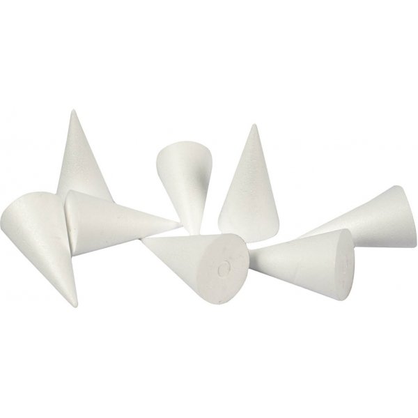 Käglor av frigolit - vit - Ø5,5 cm - 50 st Käglor av frigolit - vit - Ø5,5 cm - 50 st
