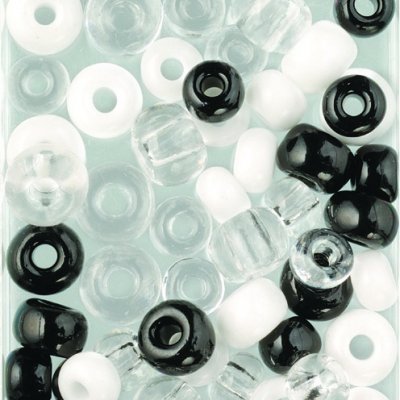 Rocaillespärlor mix 5 - 8 mm / i 1,2 - 3 mm - svart vit mix - blandade färger