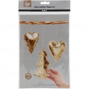 DIY-sæt - Julefigurer af læderpapir - Guld DIY-sæt - Julefigurer af læderpapir - Guld