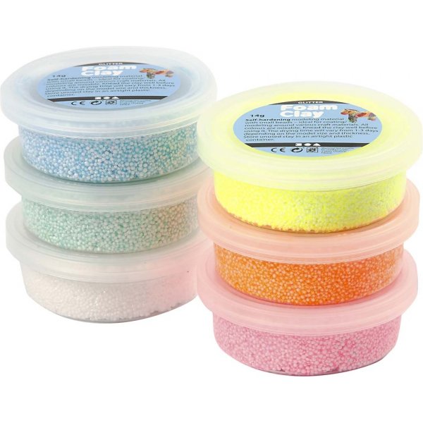 Foam Clay® - pastellfärger - glitter - 6 x 14 g Foam Clay® - pastellfärger - glitter - 6 x 14 g