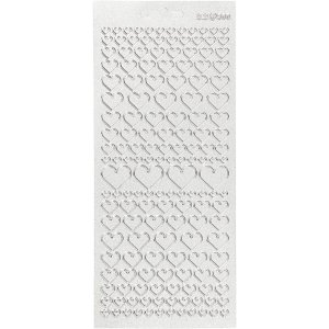Klistermærker hjerter 10x23 cm sølv - 1 ark Klistermærker hjerter 10x23 cm sølv - 1 ark