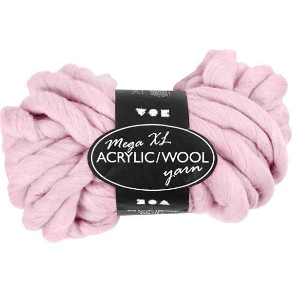 XL Akrylgarn med Ull - 300 g - Rosa XL Akrylgarn med Ull - 300 g - Rosa