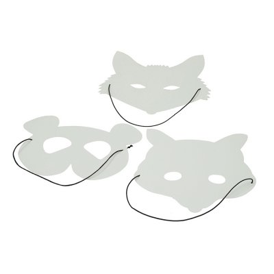Hvite ansiktsmasker 3 stk - Panda, Fox, Raccoon