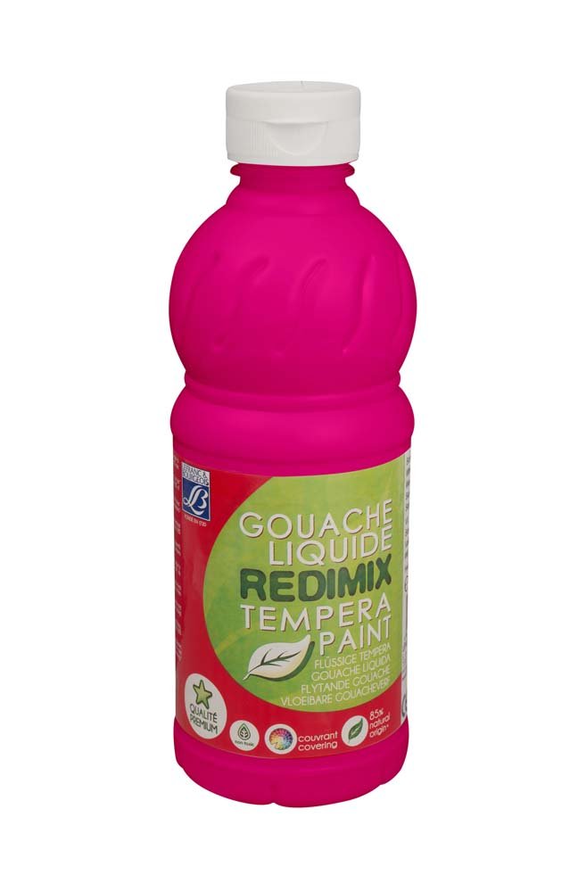 Skolefarve L&B Redimix 500 ml - Fluorescerende Lyserød - Gouache, Kunstnerfarver