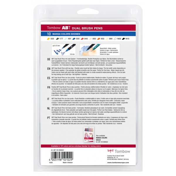Tombow ABT Dual Brush Pen Manga Shonen 10-pak Tombow ABT Dual Brush Pen Manga Shonen 10-pak