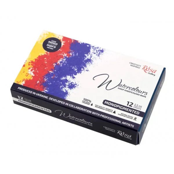 Akvarellfrgset ROSA Gallery - Metallask monopigmenterade 12 x 2,5 ml