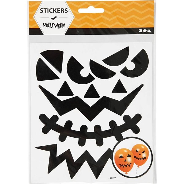 Klistermærker Halloween store ansigter 15 x 16,5 cm - 1 ark Klistermærker Halloween store ansigter 15 x 16,5 cm - 1 ark