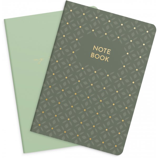 Anteckningsb�cker green & pattern linjerade - 2-pack