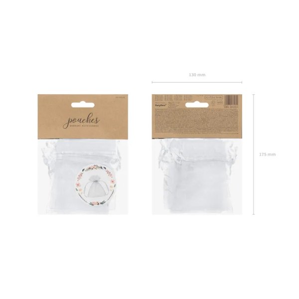 Organzap�sar med dragsko 7,5 x 10 cm - vit