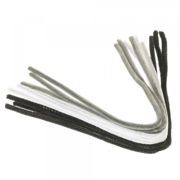 Piprensare 8 mm 50 cm 9 s - vit, gr, svart