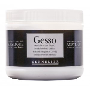 Akrylmedium Sennelier 500 ml - Semi-Absorbent Gesso (Hvid)