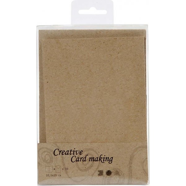 Brevkort med kuvert - natur - 10,5 x 15 cm - 10 st Brevkort med kuvert - natur - 10,5 x 15 cm - 10 st