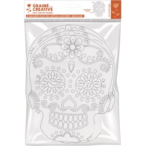 Set med 6 platta masker med mexikanskt huvud Set med 6 platta masker med mexikanskt huvud