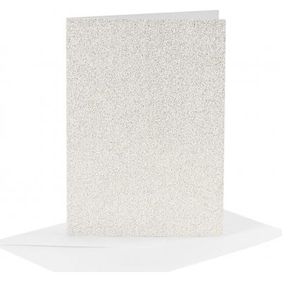Kort og konvolutter - hvit - glitter - 11,5 x 16,5 cm - 4 sett