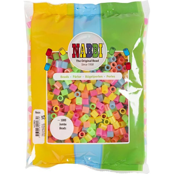 Rörpärlor Nabbi 10x10 mm Neonfärger 1000 st Rörpärlor Nabbi 10x10 mm Neonfärger 1000 st