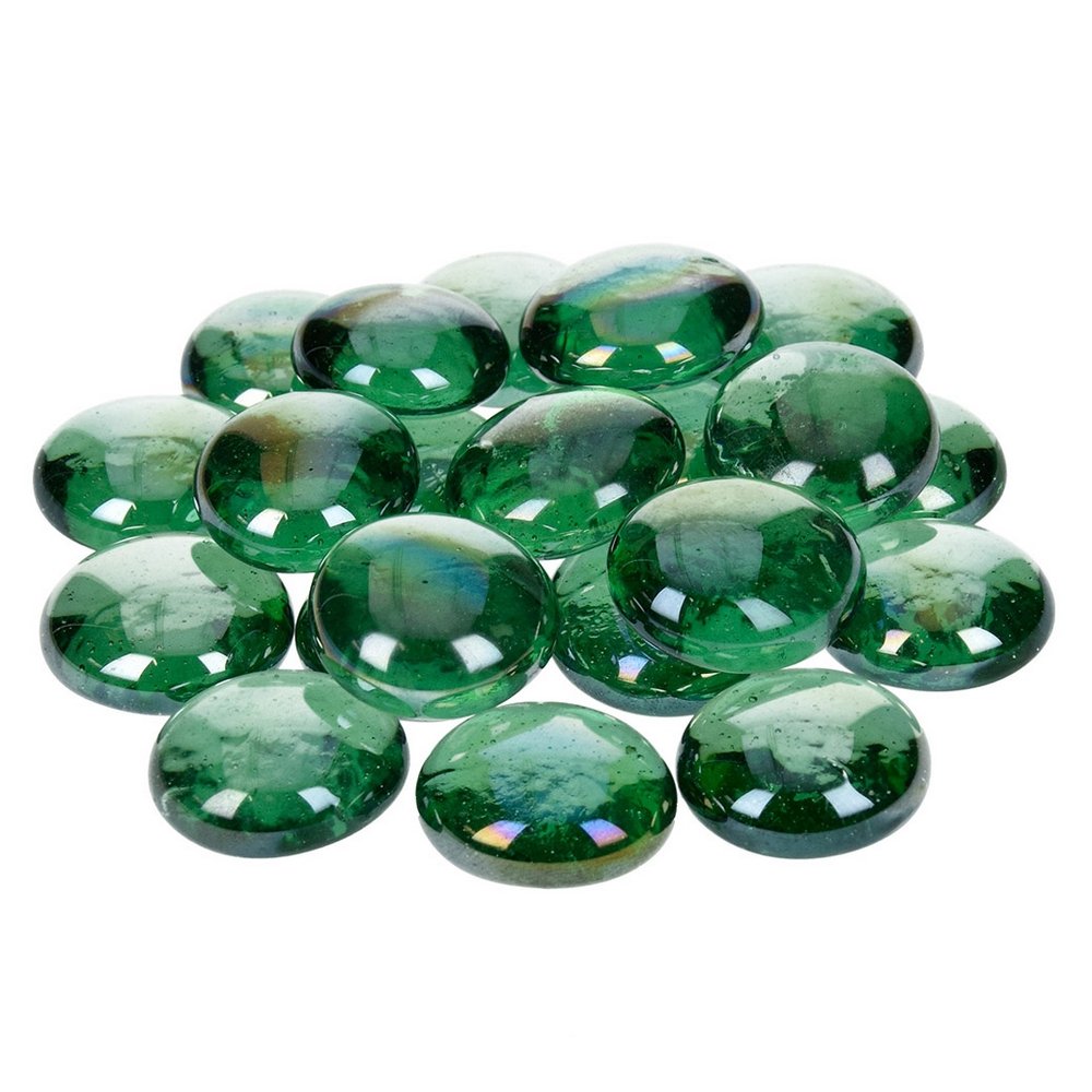 Glassten Glitrende 18-20 mm - Grøn 100 g/20-30 stk. - Buede glassten, Smådekorationer, Strøelse, klistermærker & små dekorationer,