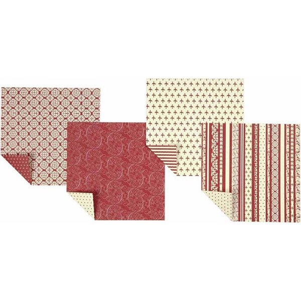Origamipapper - röd/vit - 15 x 15 cm - 50 ark Origamipapper - röd/vit - 15 x 15 cm - 50 ark