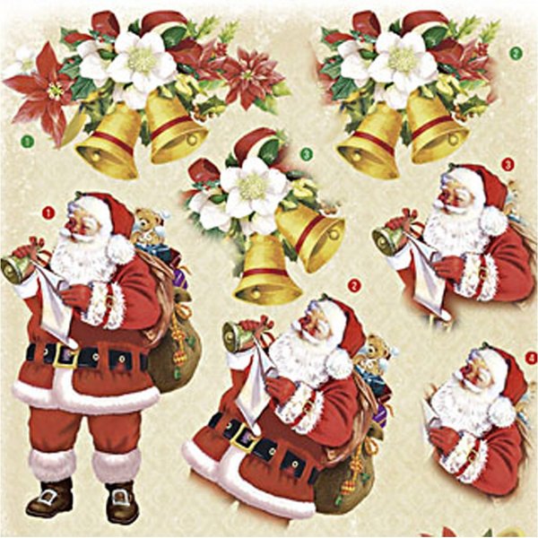 3D Motiv - Julemand og julestjerner - 4 ark