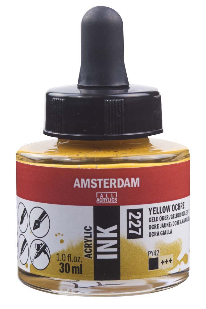 Akryltusch Amsterdam 30 ml - Yellow Ochre - Tusch & Blæk, Kunstnerfarver