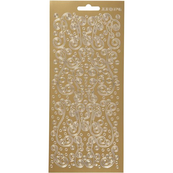 Klistermærker hvirvler 10x23 cm guld - 1 ark Klistermærker hvirvler 10x23 cm guld - 1 ark