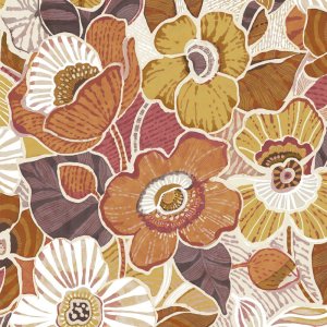 Stof i metermål Penelope med store blomster 140 cm Rust - Stof i metermål Stof i metermål Penelope med store blomster 140 cm Rust - Stof i metermål