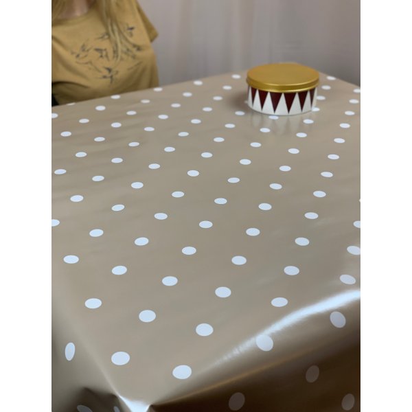 Beige vit prick metervara