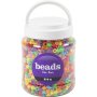 Plastperler b�lgemiks 7 mm blandede farger 265 g - Krukke
