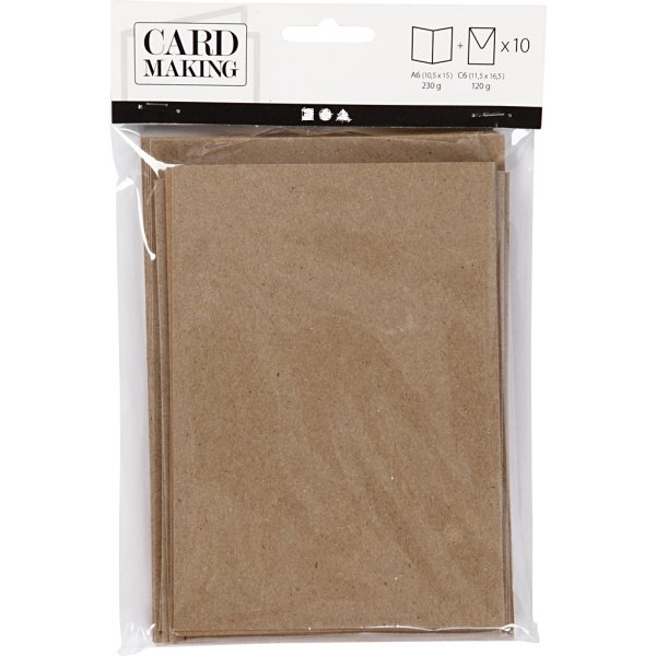 Brevkort med kuvert - natur - 10,5 x 15 cm - 10 st Brevkort med kuvert - natur - 10,5 x 15 cm - 10 st