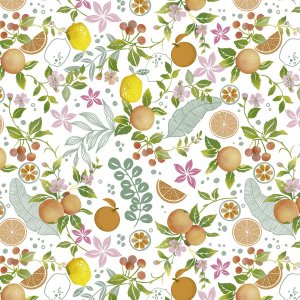 Vaxduk med Tropic motiv - Vit/orange