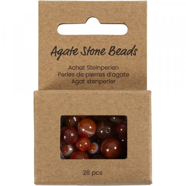 Agatp�rlor br�nd orange och r�d 10x10-15x6 mm - 28 st.