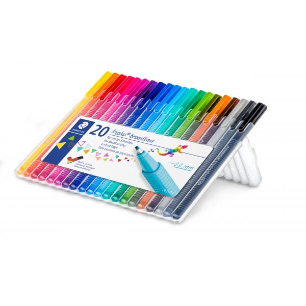 Broadliner Triplus 0,8 mm i etui - 20 farver