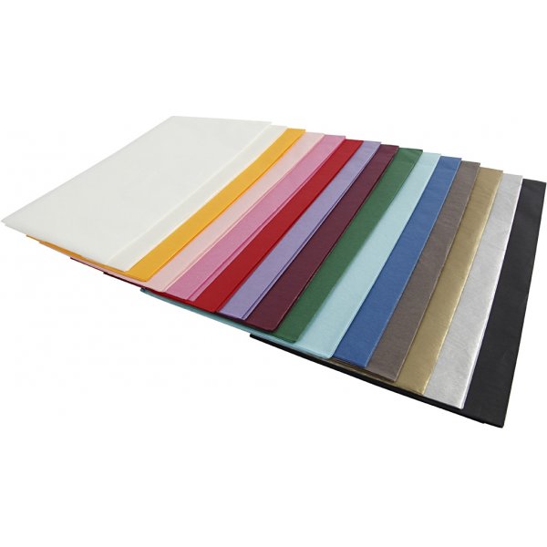 Silkespapper - mixade färger - 50 x 70 cm - 14 g -15 x 2 ark Silkespapper - mixade färger - 50 x 70 cm - 14 g -15 x 2 ark