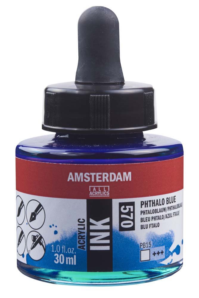 Akrylblekk Amsterdam 30 ml - Phthalo Blue - Tusj & blekk, Kunstnermalinger