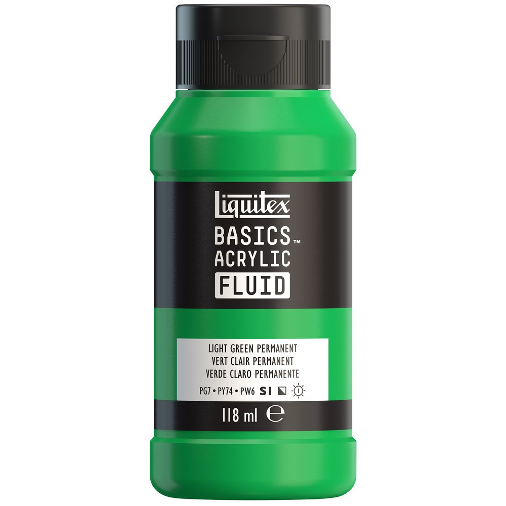 Akrylfärg - Liquitex Basics Fluid - 118ml - Light Green Permanent - Akrylfärger, Konstnärsfärger