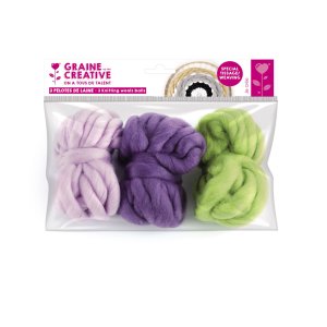 Ullgarnspaket 3 x 5 m i mauve, lila och mossgrönt Ullgarnspaket 3 x 5 m i mauve, lila och mossgrönt