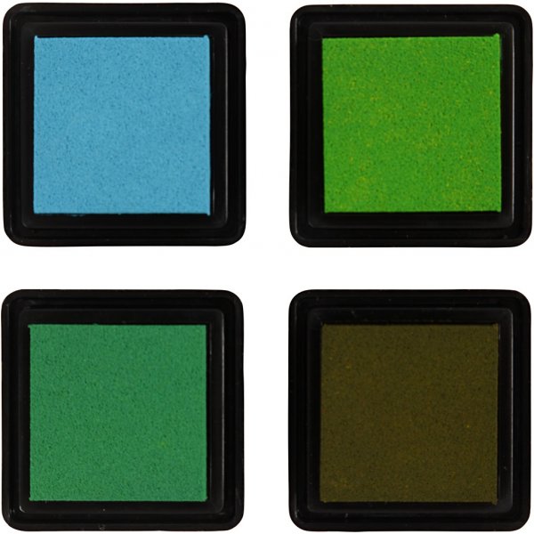 Stämpeldyna - grön - ljusgrön - oliv - aqua - 4 st Stämpeldyna - grön - ljusgrön - oliv - aqua - 4 st