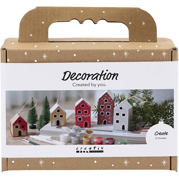 DIY-sæt Dekorative huse Julefarver 5-pak DIY-sæt Dekorative huse Julefarver 5-pak