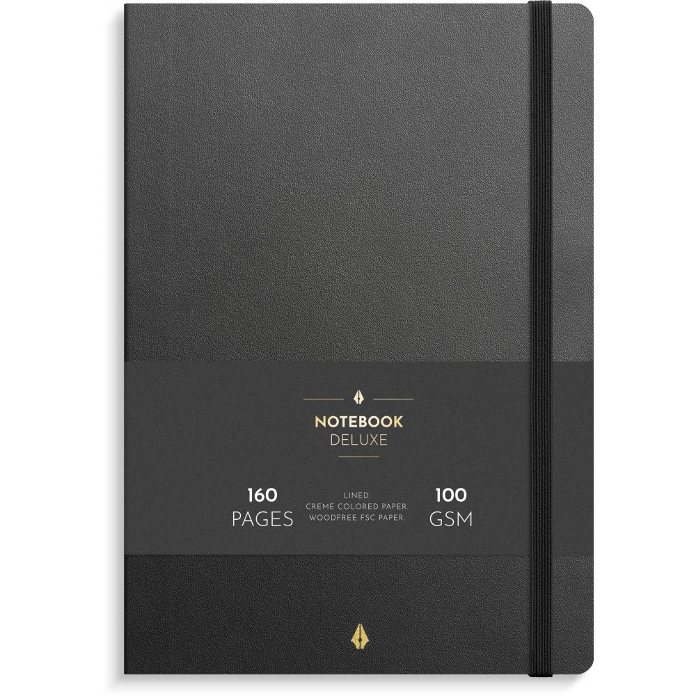 Notebook - Deluxe - B5 - Sort - Notesbøger, Kontorartikler