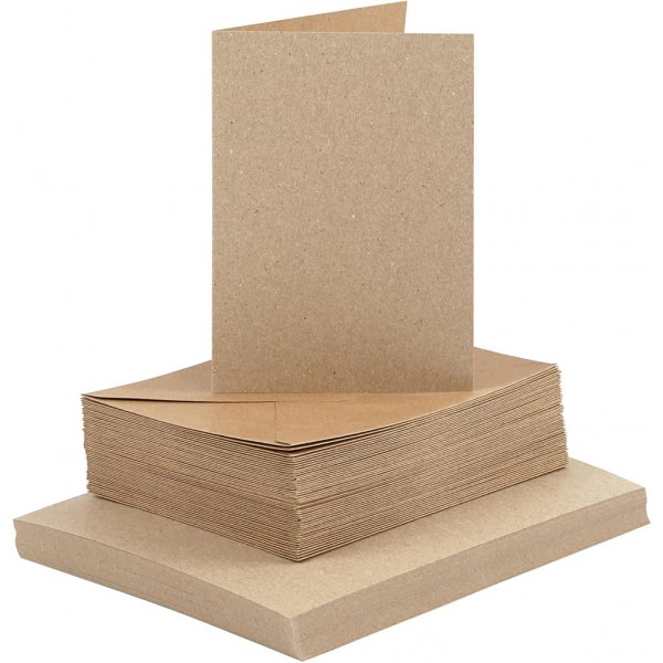 Kort och kuvert - natur - 11,5 x 16,5 cm - 50 set Kort och kuvert - natur - 11,5 x 16,5 cm - 50 set