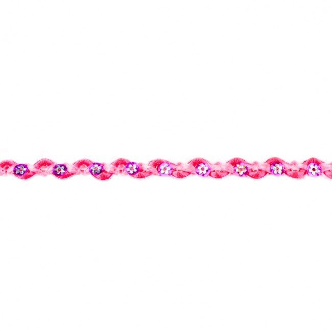 Bort/kantbånd med pailletter - Ric Rac - Fuchsia - Rand, Bånd & dekorationsbånd, Tekstilbånd & snor