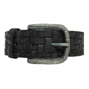 Damb�lte i crocco-m�nstrad oxl�der - Svart - 105 cm