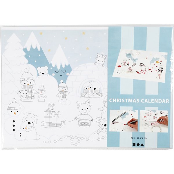 Julkalender av kartong - vit - 3 st Julkalender av kartong - vit - 3 st