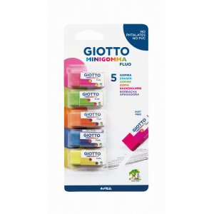 Viskelr Giotto Mini Gum Fluoriserende - 5-pakning