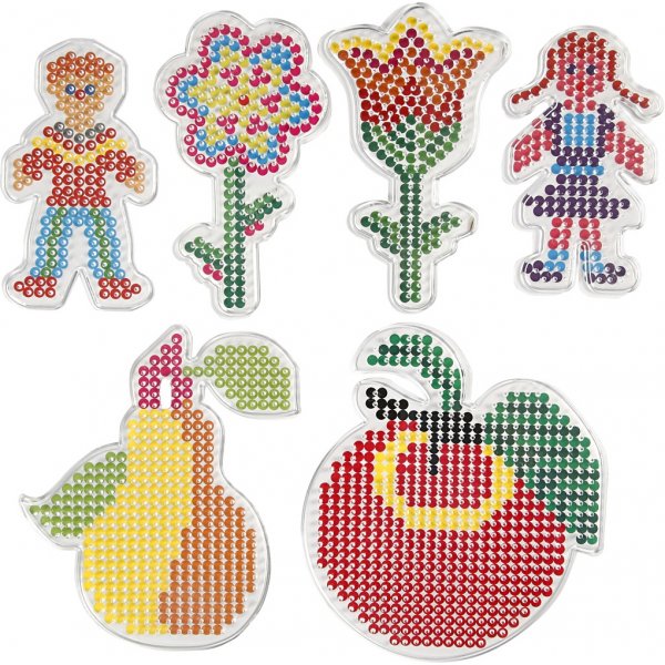 Pärlplattor - blomma - flicka - pojke - äpple och päron - 6 st Pärlplattor - blomma - flicka - pojke - äpple och päron - 6 st