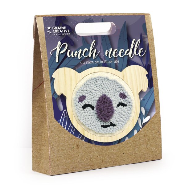 Punch needle-kit med djurhuvudram 15 cm