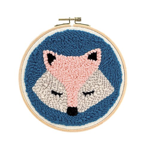 Punch needle-kit med r�vmotiv, � 20 cm